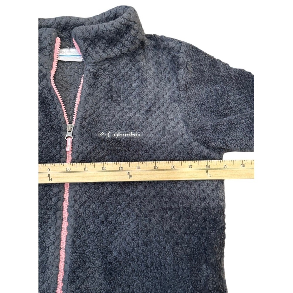 Columbia Fleece Jacket Girls XL 18/20 Gray Pink Fire Side Sherpa Full Zip - Picture 4 of 11